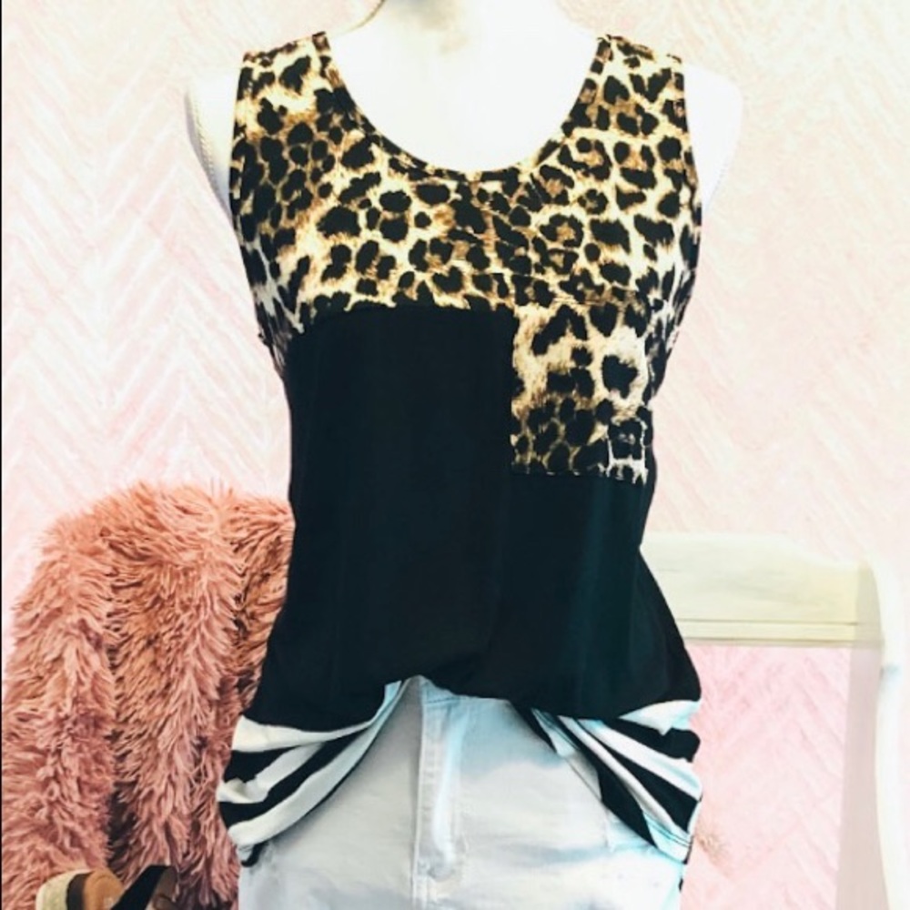Leopard & Lace tank top
